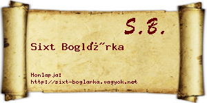 Sixt Boglárka névjegykártya